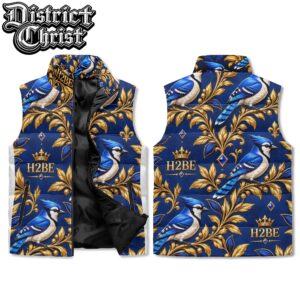 H2BE Blue Jay Collection Unisex Lightweight All Over Printing Stand Collar Zip Up Puffer Vest